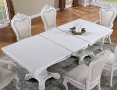 FM3261WH 7PC Dining set Double Pedestal Base White Finish Manzanita Collection By Furniture of America