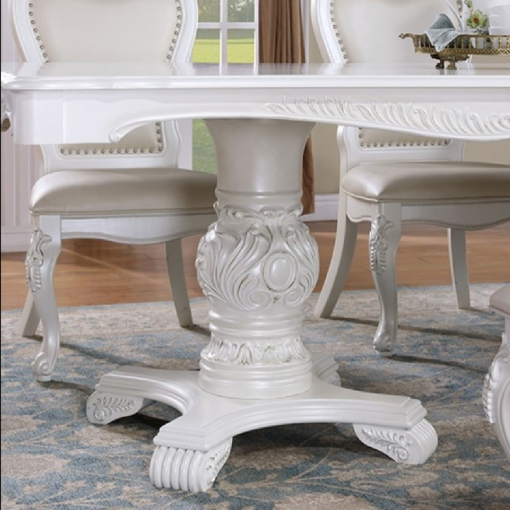 FM3261WH 7PC Dining set Double Pedestal Base White Finish Manzanita Collection By Furniture of America