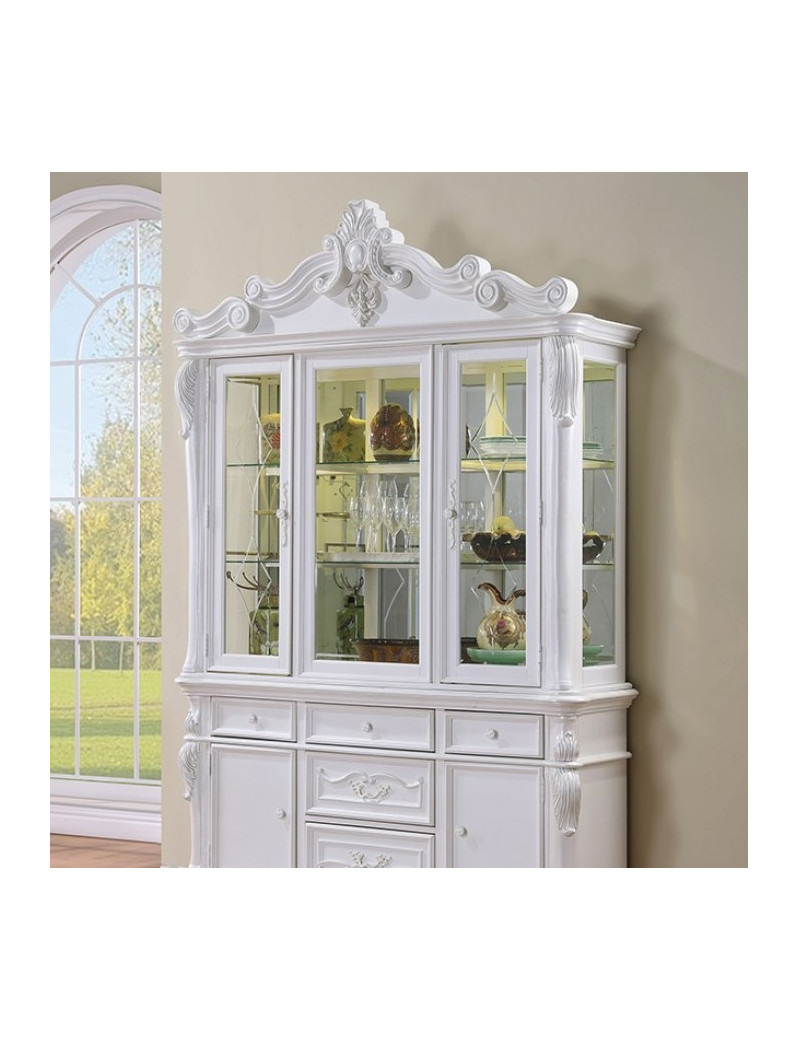 FM3261WH 7PC Dining set Double Pedestal Base White Finish Manzanita Collection By Furniture of America