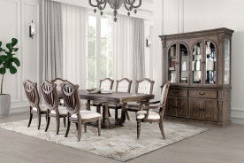FM3418AK 7PC Dining set Rustic Style Weathered Oak Finish Seven Oaks Collection By Furniture of America