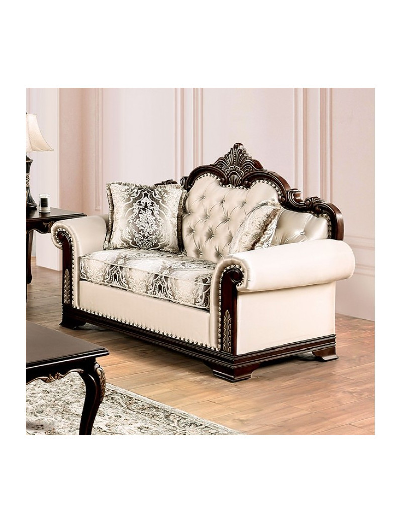 FM65004BG Traditional Living Room Dark Cherry/Beige Yucatan Collection by Furniture of America