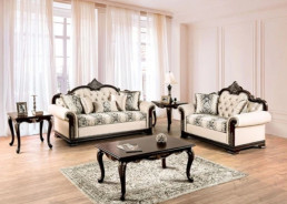 FM65004BG Traditional Living Room Dark Cherry/Beige Yucatan Collection by Furniture of America