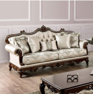FM65002 2PC Sofa & Loveseat Traditional Style Dark Cherry/Beige Veracruz Collection By Furniture of America