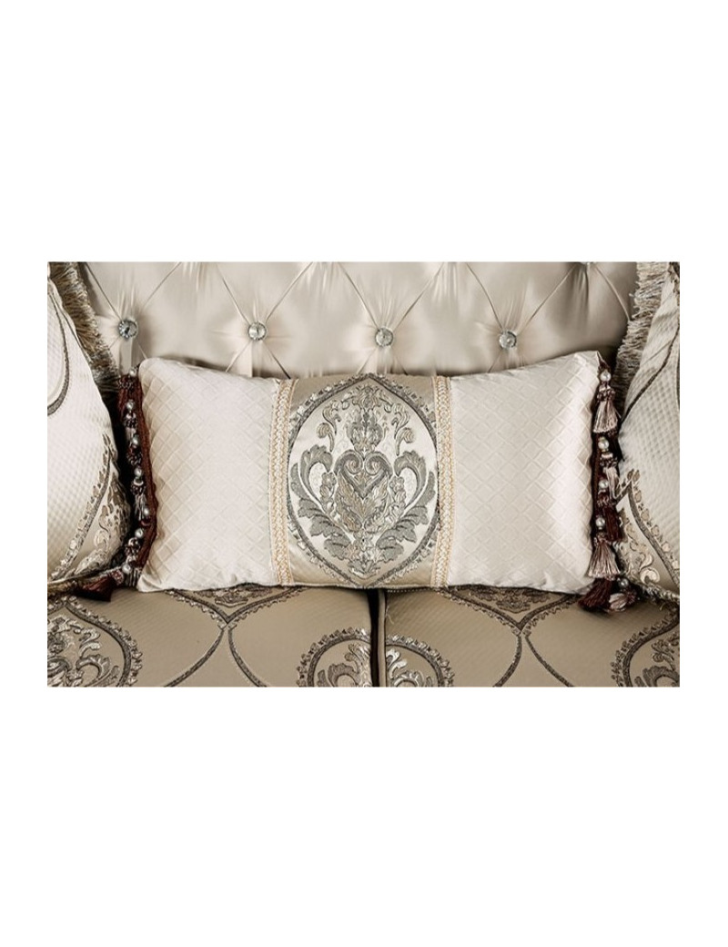 FM65002 2PC Sofa & Loveseat Traditional Style Dark Cherry/Beige Veracruz Collection By Furniture of America