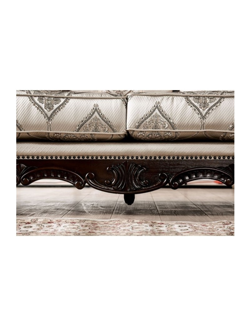FM65002 2PC Sofa & Loveseat Traditional Style Dark Cherry/Beige Veracruz Collection By Furniture of America