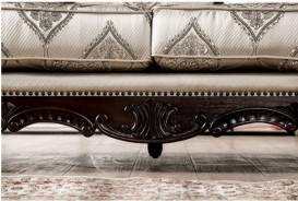 FM65002 2PC Sofa & Loveseat Traditional Style Dark Cherry/Beige Veracruz Collection By Furniture of America