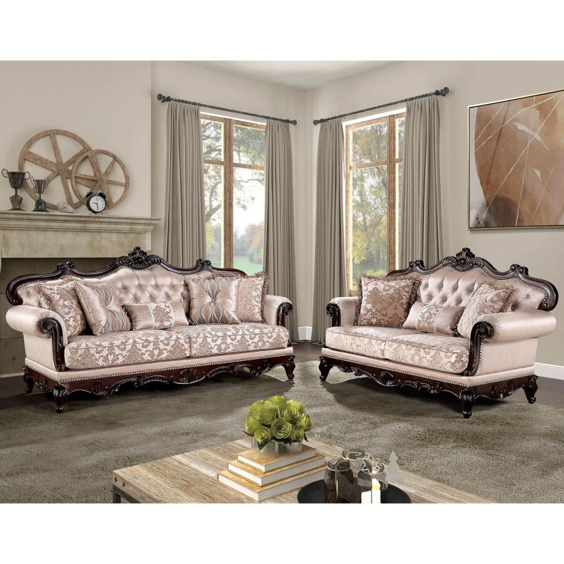 FM65002BR Traditional Living Room Dark Cherry/Light Brown Veracruz Collection By Furniture of America