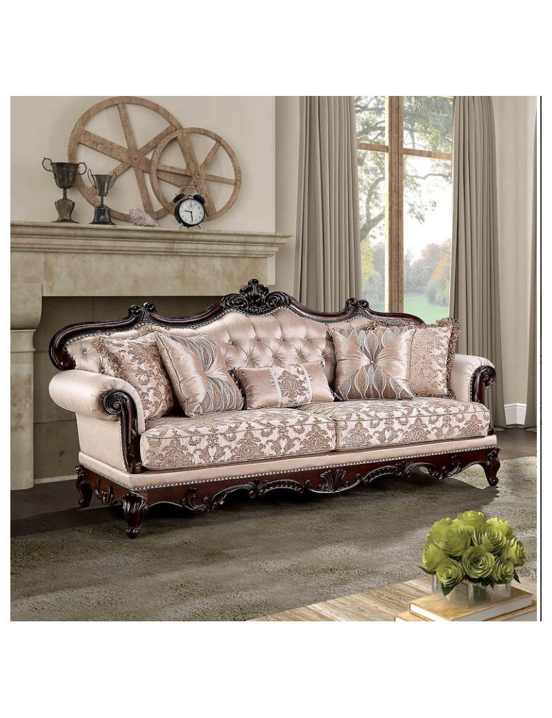FM65002BR Traditional Living Room Dark Cherry/Light Brown Veracruz Collection By Furniture of America