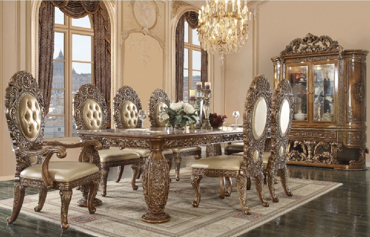 DN00477 7PC Dining Set Bronze Finish Constantine Collection By Acme Furniture