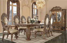 DN00477 7PC Dining Set Bronze Finish Constantine Collection By Acme Furniture