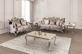 FM65006PR 2PC Sofa & Loveseat Traditional Living Room Champagne/Purple Albacete Collection By Furniture Of America