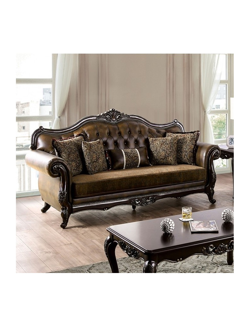 FM65003BR  Traditional Living Room Light Brown / Dark Cherry Brown Ensenada Collection by Furniture of America