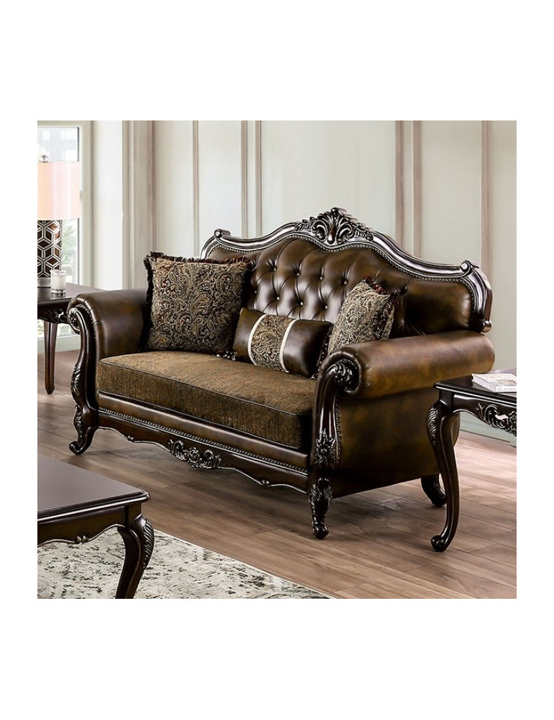 FM65003BR  Traditional Living Room Light Brown / Dark Cherry Brown Ensenada Collection by Furniture of America