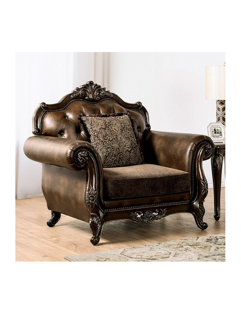 FM65003BR  Traditional Living Room Light Brown / Dark Cherry Brown Ensenada Collection by Furniture of America