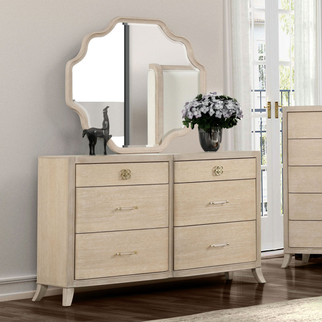 FM7424AK 5PC Queen Size Bedroom Set Transitional Style Natural Oak Finish Candra Collection by Furniture of America