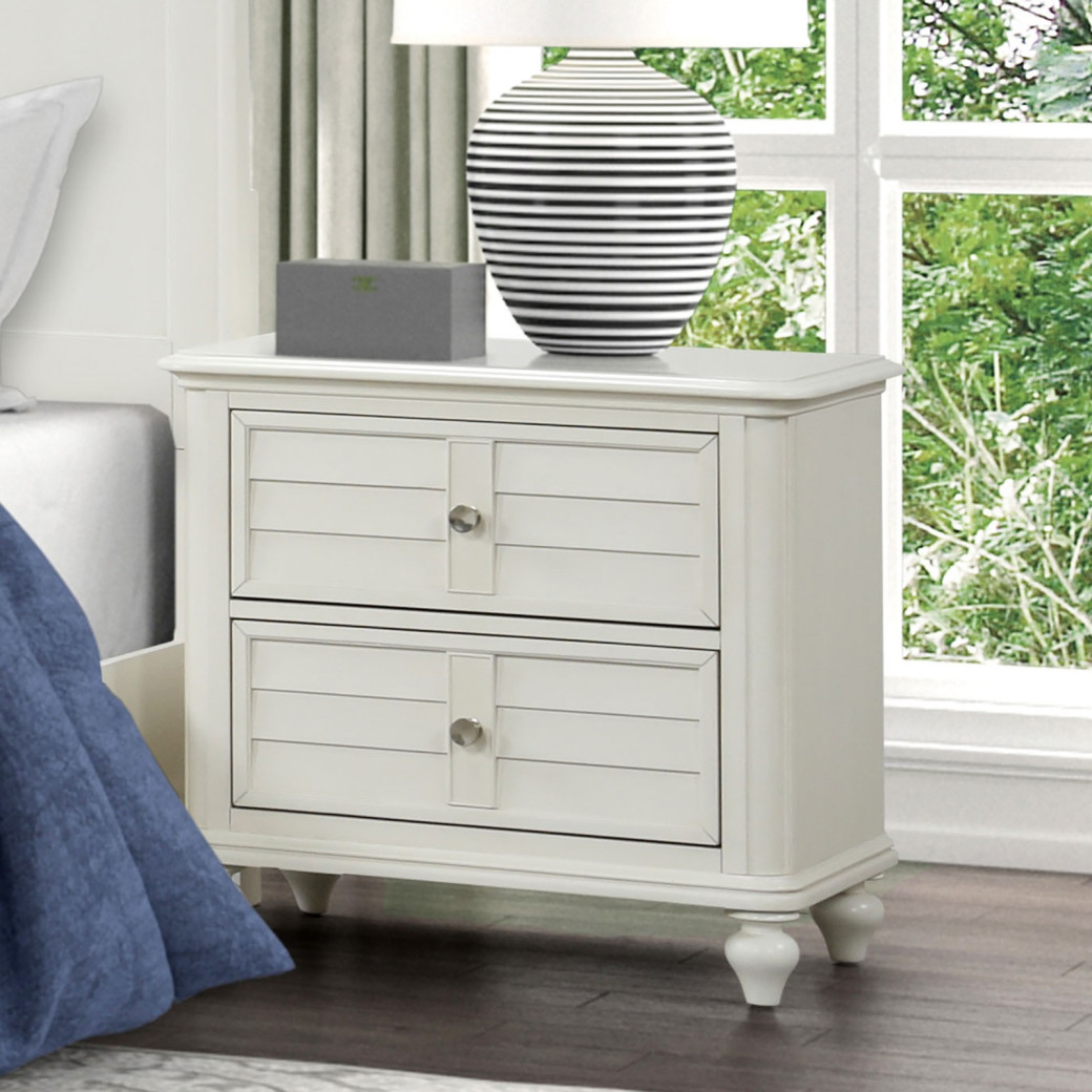 FM7708WH 5PC Queen Bedroom Set Transitional/Coastal Antique White Finish By Furniture of America