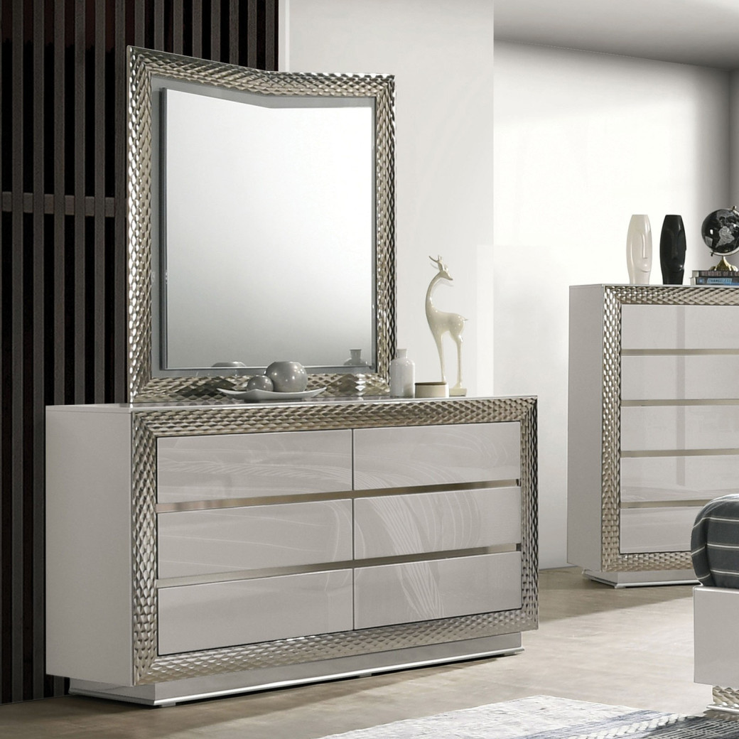 FM7251GY 5PC Queen Bedroom Set Gray Ventnor Collection Glam Style By Furniture Of America
