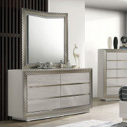 FM7251GY 5PC Queen Bedroom Set Gray Ventnor Collection Glam Style By Furniture Of America