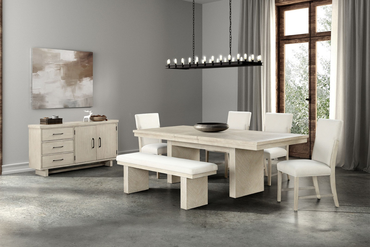 FM3410NT 6PC Dining Set Modern Framhouse Natural Finish By Furniture of America