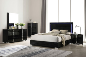 FM7211BK 5PC Queen Size Bedroom Contemporary Style Black Finish Sinistra Collection by Furniture of America