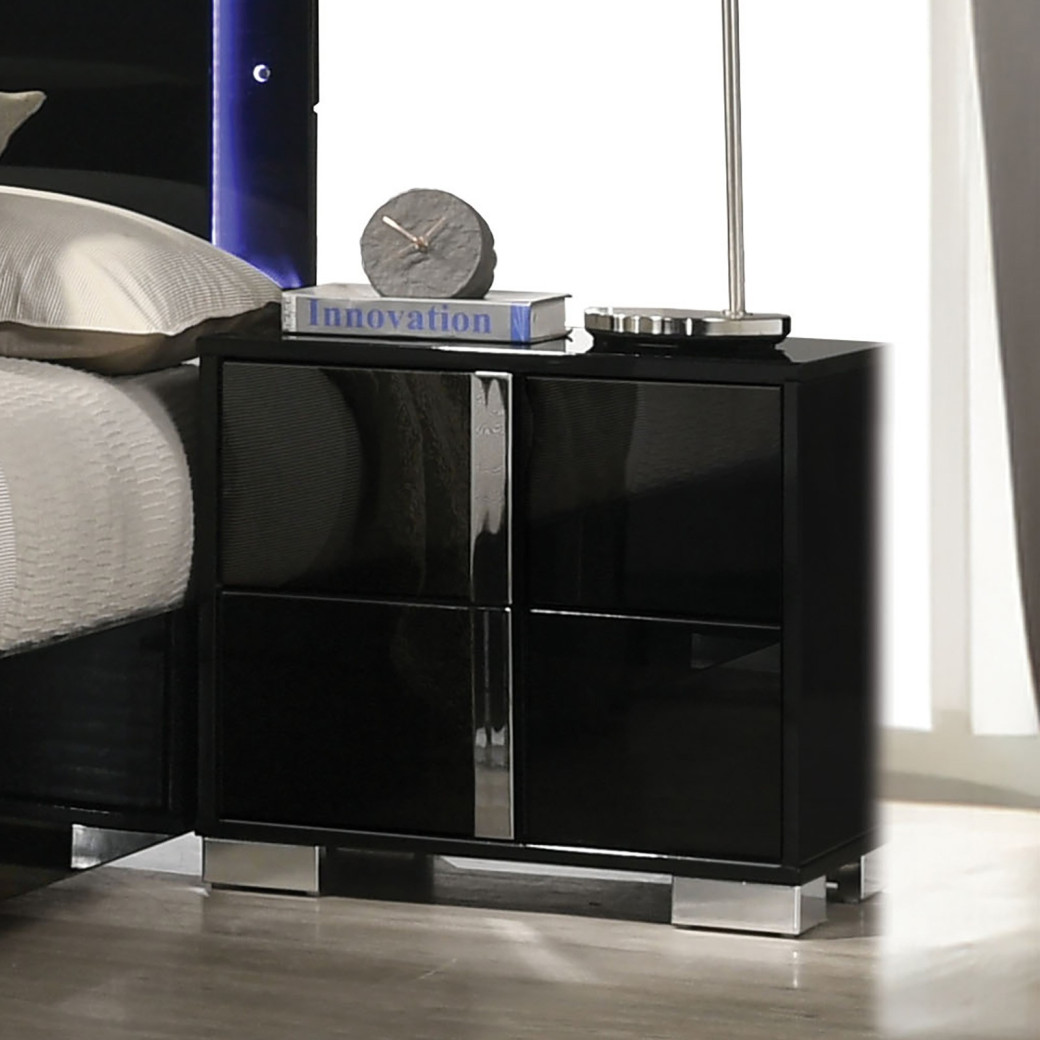 FM7211BK 5PC Queen Size Bedroom Contemporary Style Black Finish Sinistra Collection by Furniture of America