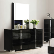 FM7211BK 5PC Queen Size Bedroom Contemporary Style Black Finish Sinistra Collection by Furniture of America