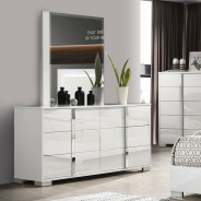 FM7211WH  Queen Size Bedroom Comtenporary Style Sinistra Collection White Finish by Furniture of America