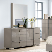 FM7211BG 5PC Queen Size Bedroom Set Contemporay Style Light Taupe Finish Sinistra Collection by Furniture of America