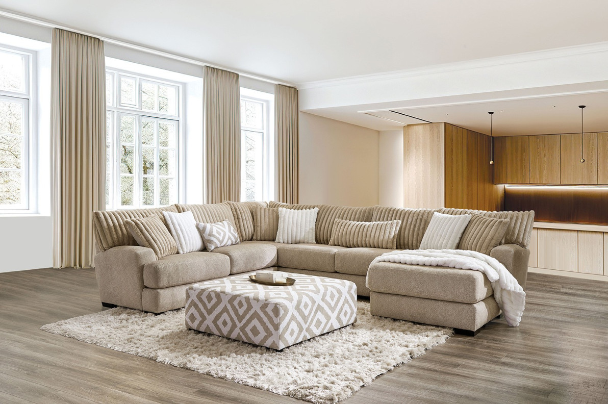 SM5194 Sectional transitional Style Light Brown Loughton Collection By Furniture of America