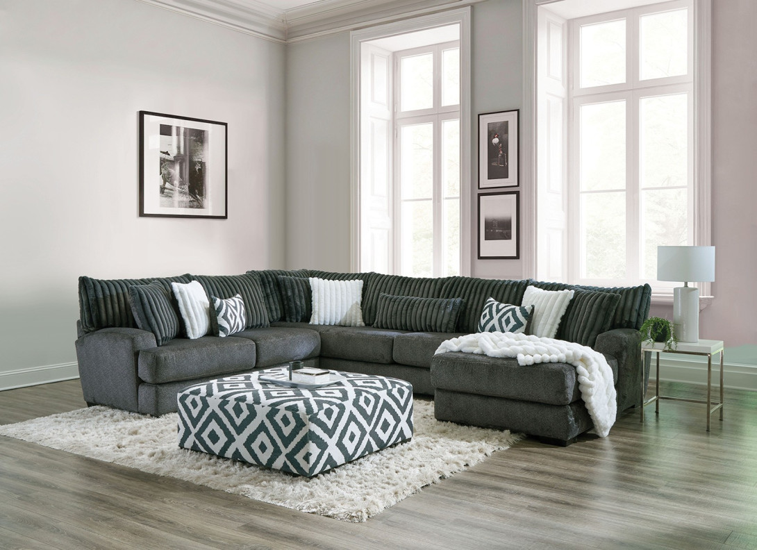 SM5196 6PC Sectional transitional Style Gun Metal Loughton Collection By Furniture of America