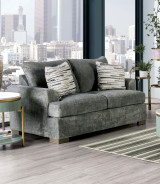 SM1208 2PC Sofa & Loveseat Transitional Style Gray Fabric Leytonstone Collection By Furniture of America