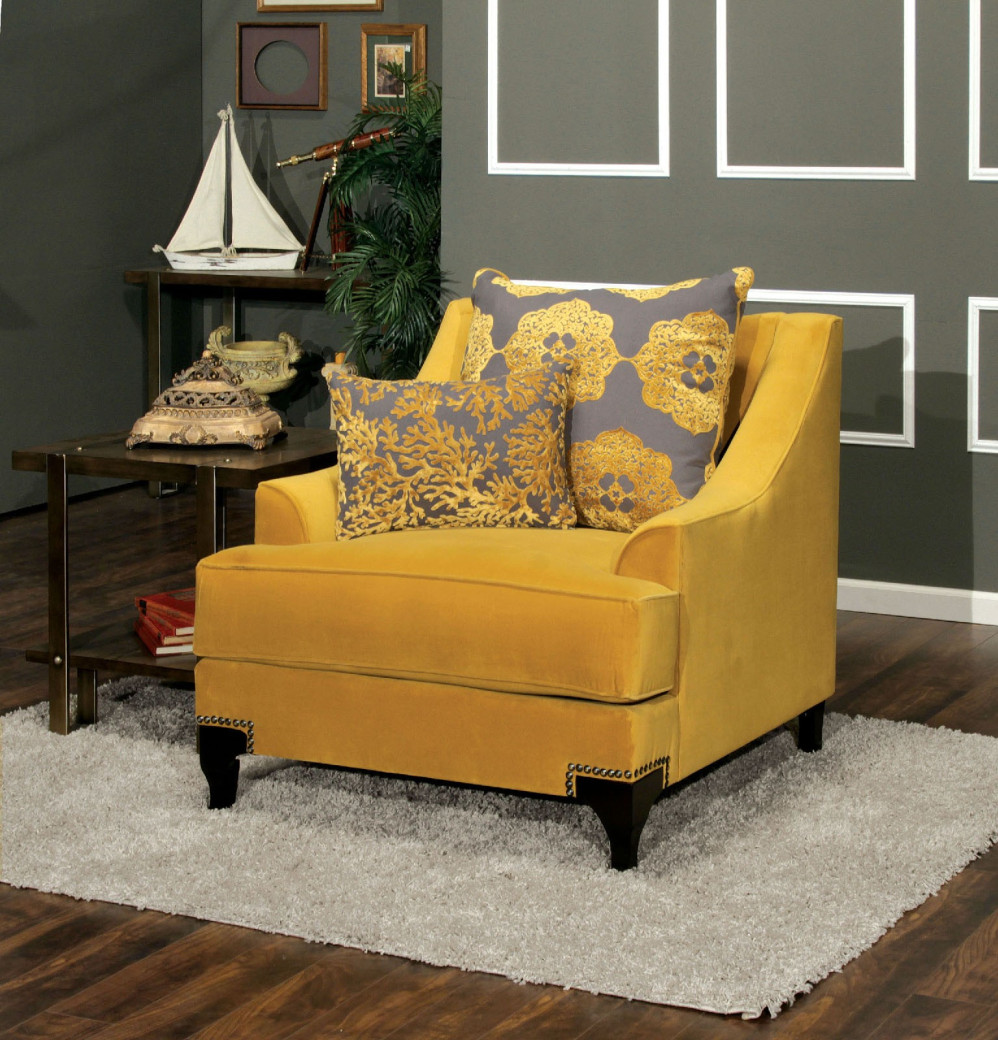 SM2201 Transitional Style Sofa & Loveseat Gold Chenille Sisseton Collection By Furniture of America