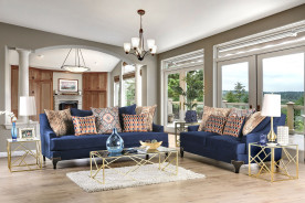 SM2210 Transitional Style Sofa & Loveseat Blue Sisseton Collection By Furniture of America