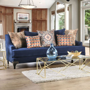 SM2210 Transitional Style Sofa & Loveseat Blue Sisseton Collection By Furniture of America
