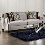 SM2270 Transitional Style Sofa & Loveseat Light Gray/Navy Velvet Montecito Collection By Furniture of America