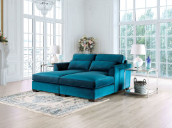 SM5415 Double Chaise Sofa Contemporary Style Teal Velvet By Furniture of America