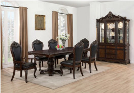 FM3261CH 7PC Dining set Double Pedestal Base Dark Cherry Finish Manzanita Collection By Furniture of America