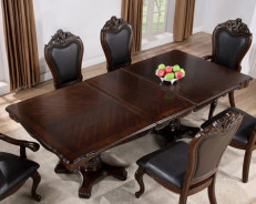 FM3261CH 7PC Dining set Double Pedestal Base Dark Cherry Finish Manzanita Collection By Furniture of America