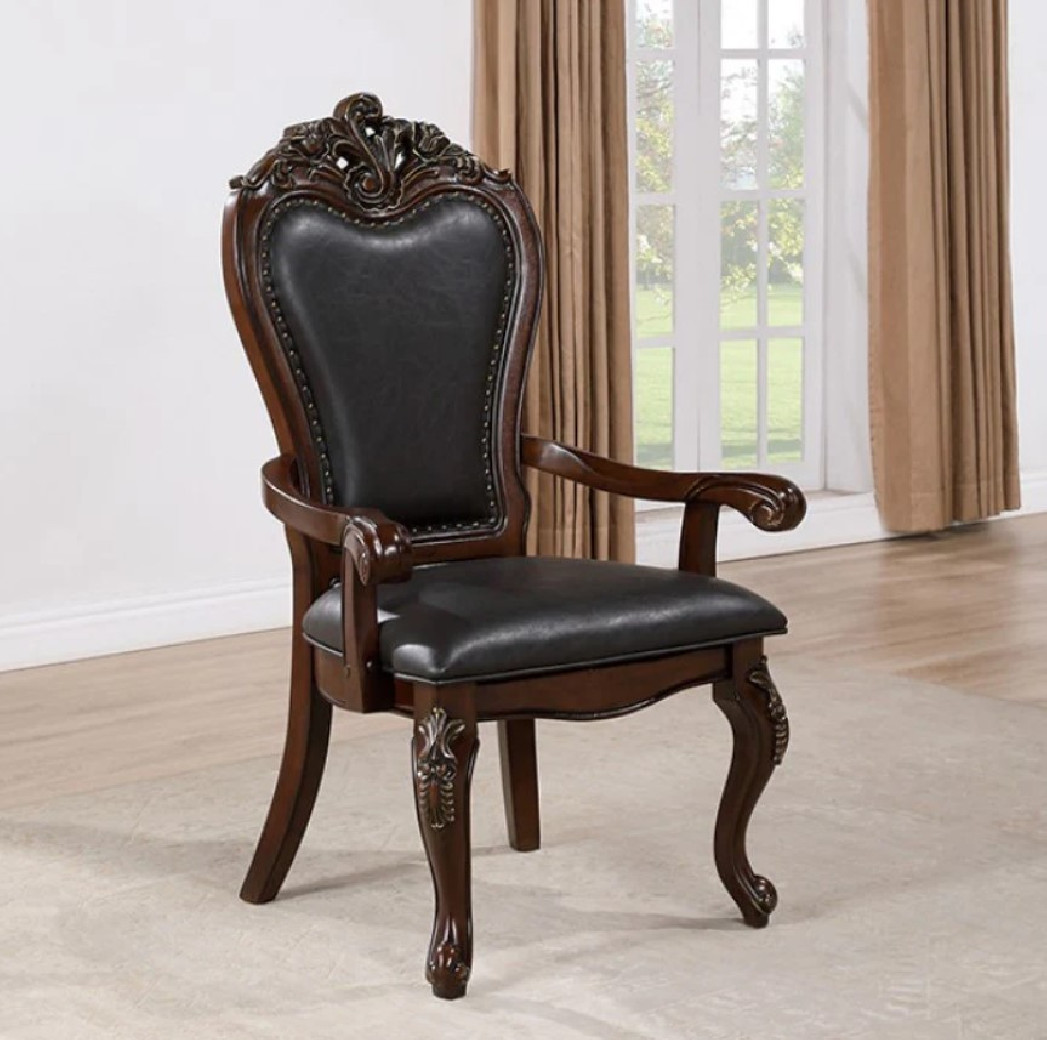 FM3261CH 7PC Dining set Double Pedestal Base Dark Cherry Finish Manzanita Collection By Furniture of America