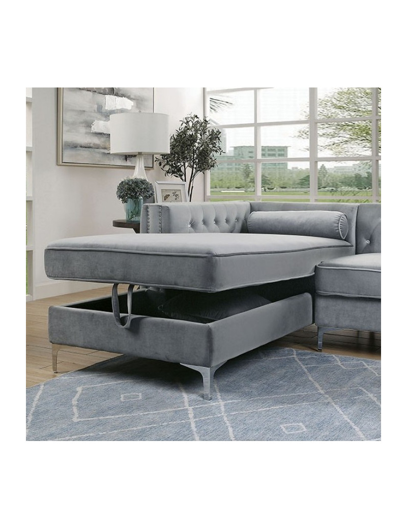 CM6652 Contemporary Style Sectional Gray Fabric Amie Collection By Furniture of America