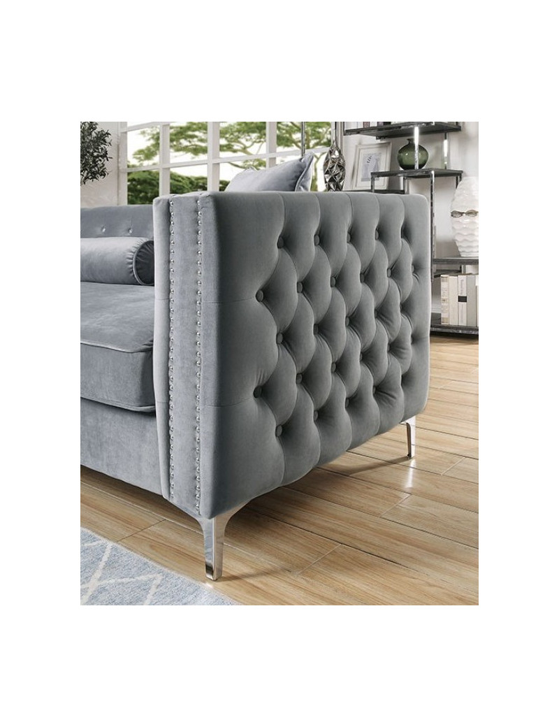 CM6652 Contemporary Style Sectional Gray Fabric Amie Collection By Furniture of America