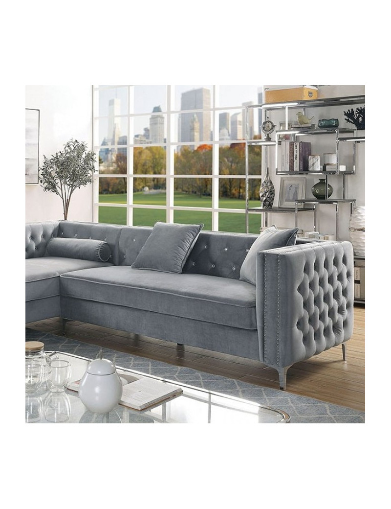 CM6652 Contemporary Style Sectional Gray Fabric Amie Collection By Furniture of America