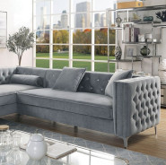 CM6652 Contemporary Style Sectional Gray Fabric Amie Collection By Furniture of America