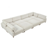 FM6800BG 8PC Contemporary Sectional Beige Corduroy Dagenham Collection By Furniture of America