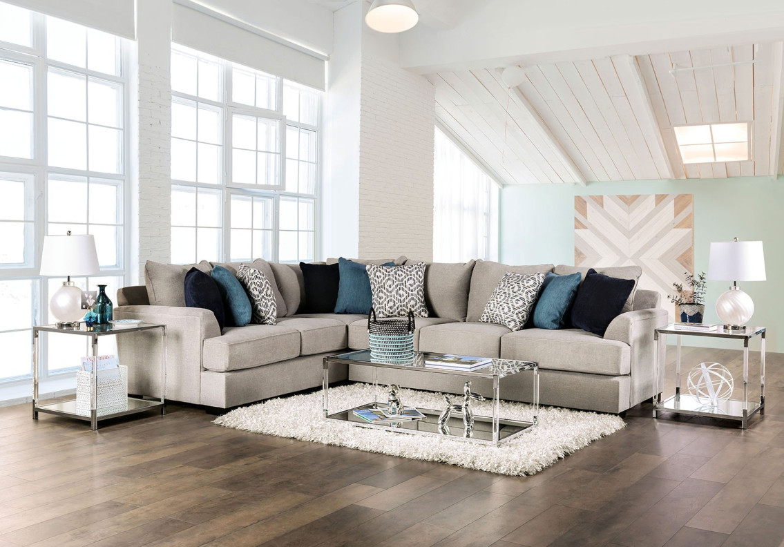 SM1120 Transitional Style 2PC Sectional Beige Gunnerbury Collection By Furniture of America