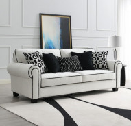 FM61007 Transitional Style Sofa & Loveseat White/Black chenille Viviani Collection By Furniture of America