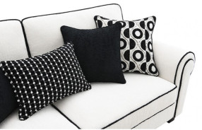 FM61007 Transitional Style Sofa & Loveseat White/Black chenille Viviani Collection By Furniture of America