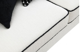 FM61007 Transitional Style Sofa & Loveseat White/Black chenille Viviani Collection By Furniture of America