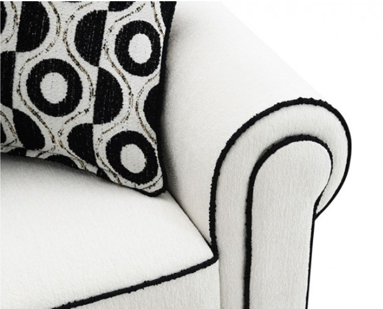 FM61007 Transitional Style Sofa & Loveseat White/Black chenille Viviani Collection By Furniture of America