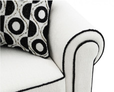 FM61007 Transitional Style Sofa & Loveseat White/Black chenille Viviani Collection By Furniture of America